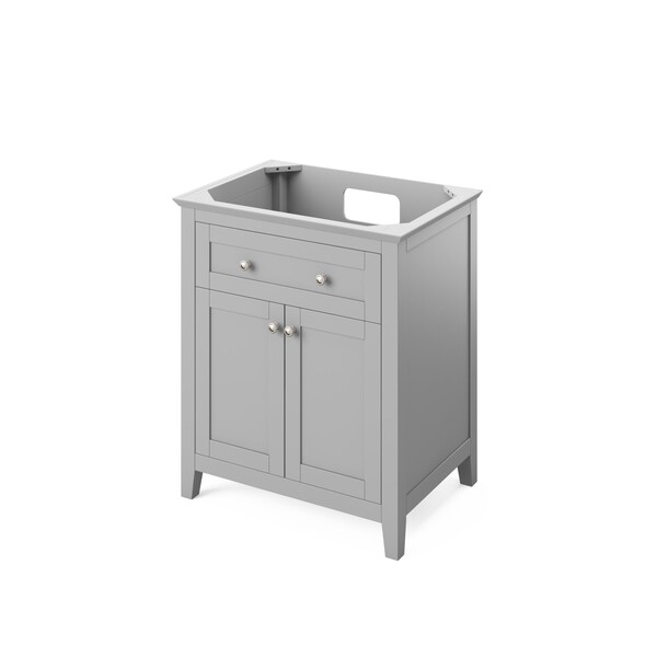 Jeffrey Alexander 30" Grey Chatham Vanity, Black Granite Vanity Top, undermount rectangle bowl VKITCHA30GRBGR - main
